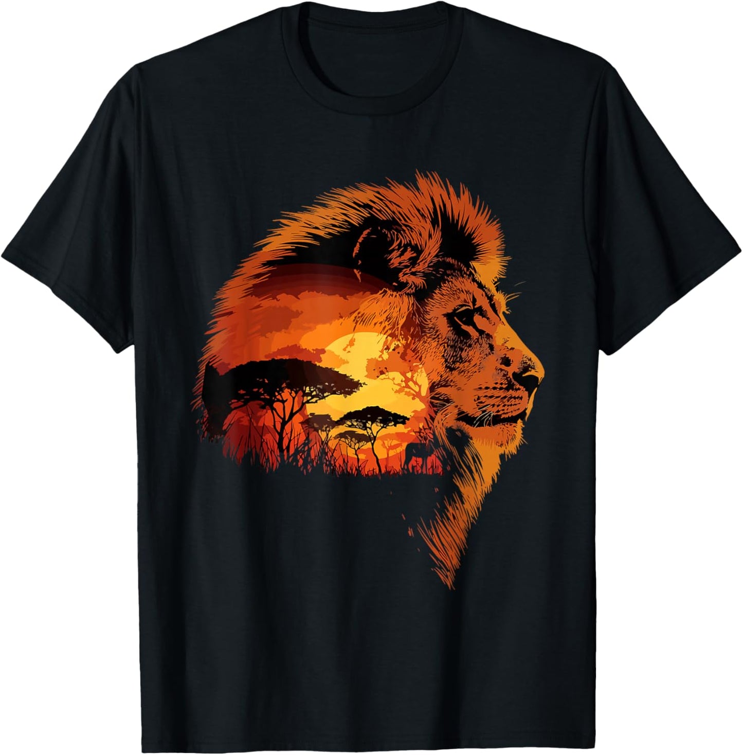 Africa Nature & Safari Savannah Landscape Lion T-Shirt - T-Shirt | Black