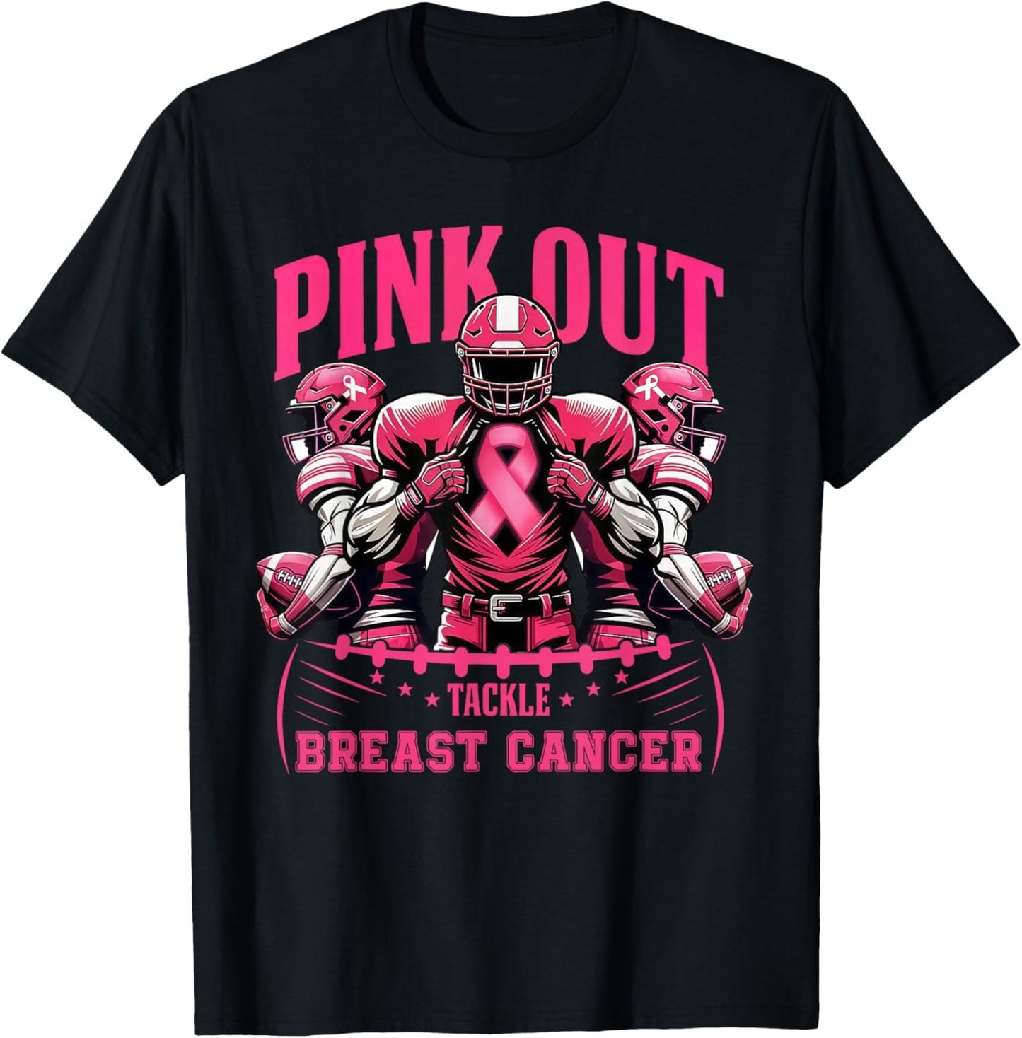 Pink Out Tackle Breast Cancer Awareness Football Boys Kids T-Shirt - T-Shirt | Black
