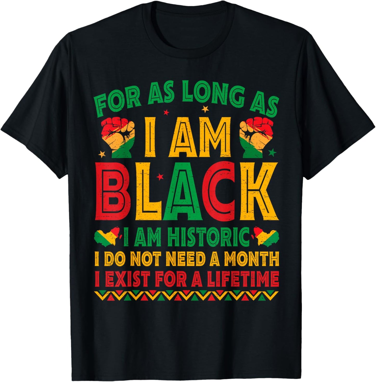for As Long As I Am Black I Am Historic Black History Month T-Shirt - T-Shirt | Black