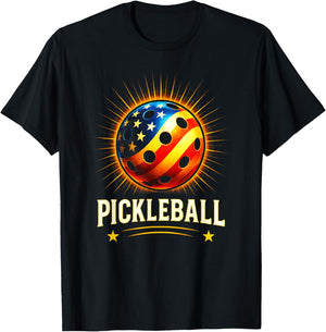Pickleball - American Flag Player 4th July T-Shirt - T-Shirt | Black
