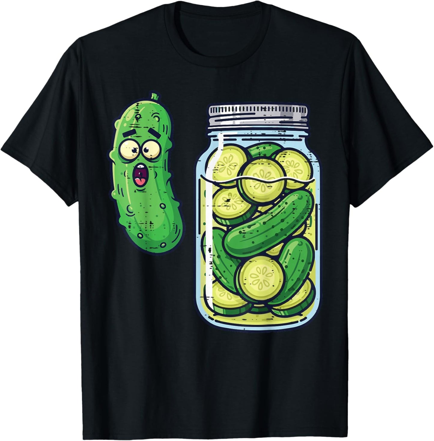 Shocked Pickle Jar Funny Meme Food Humor Men Women Kids T-Shirt - T-Shirt | Black