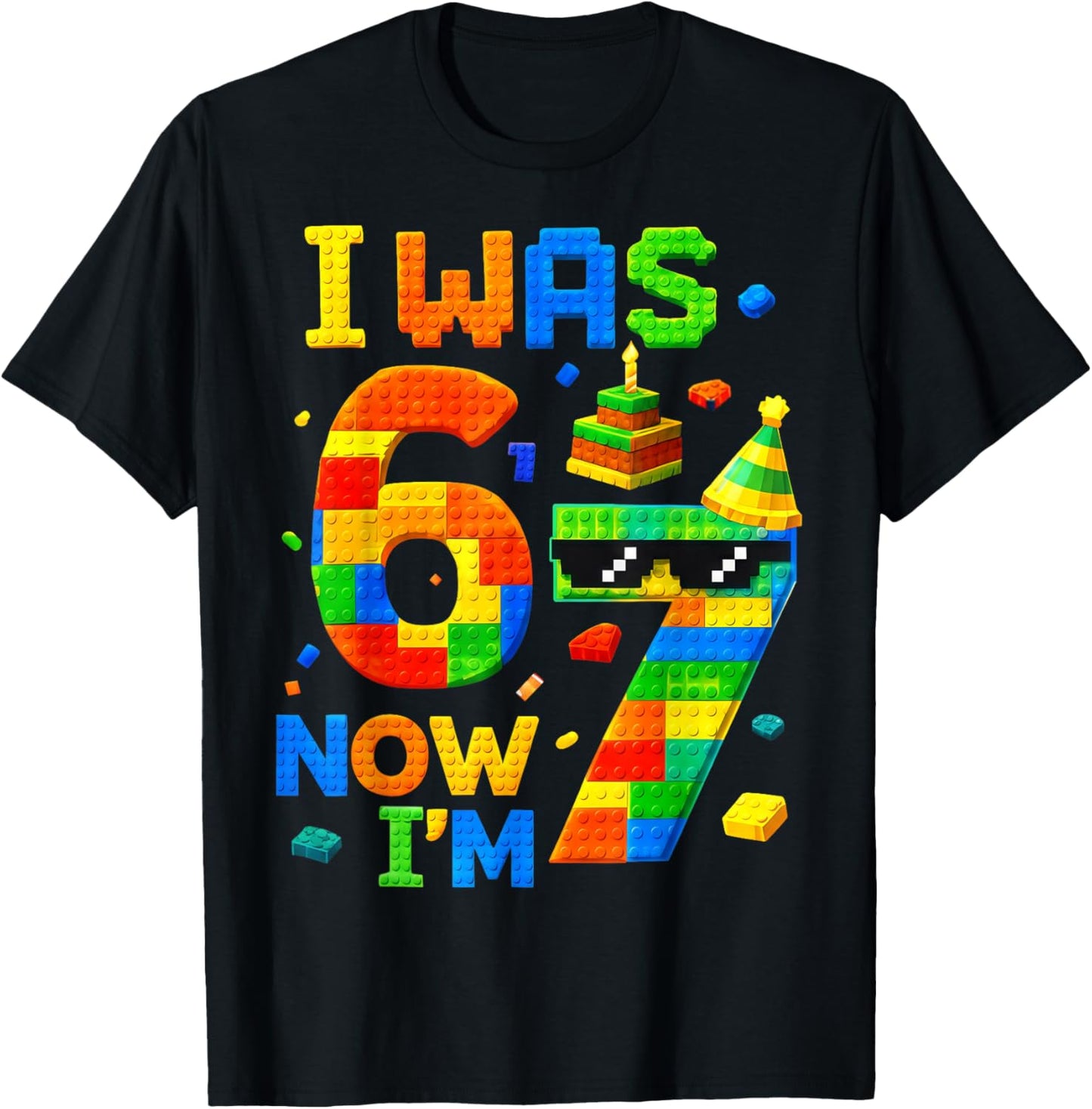 I was 6 Now I'm 7 Meme 67 Birthday Boy Gifts for Boys Kids T-Shirt - T-Shirt | Black