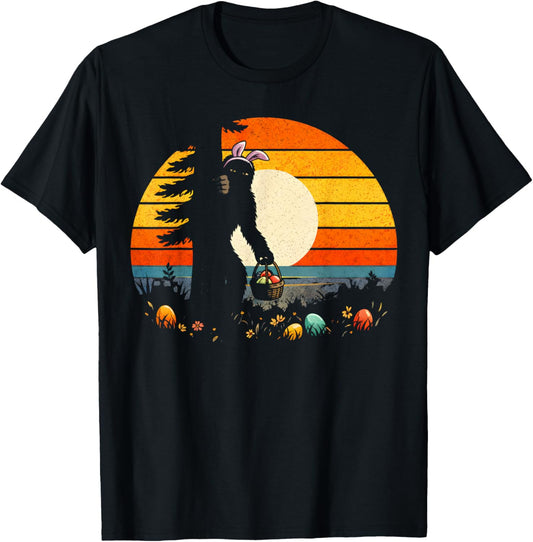Funny Bigfoot Bunny Easter Egg Sasquatch Easter Day T-Shirt - T-Shirt | Black