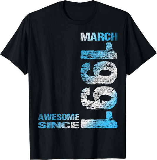Awesome Since March 1991 35th Birthday T-Shirt - T-Shirt | Black