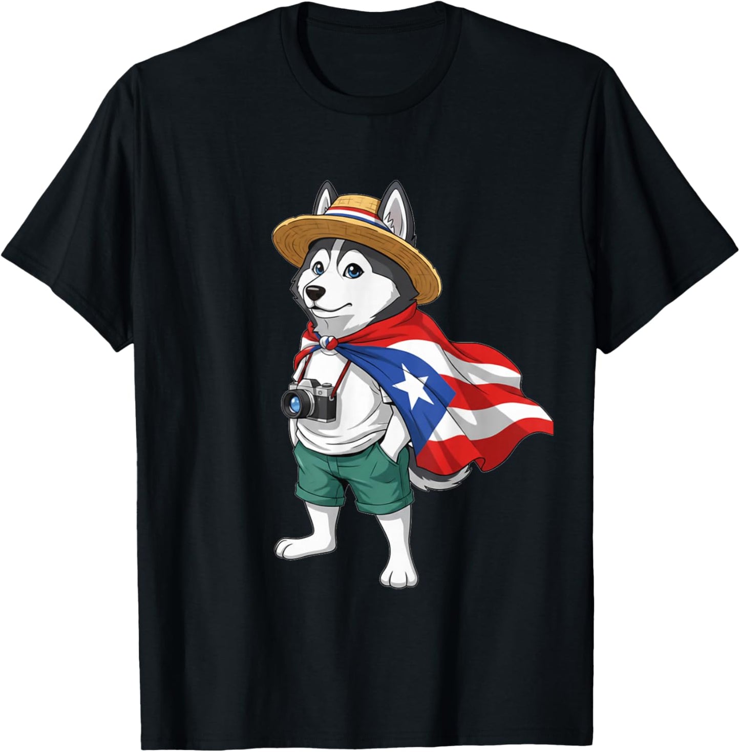 Siberian Husky Puerto Rico Flag Rican Taino Boricua Kids T-Shirt - T-Shirt | Black
