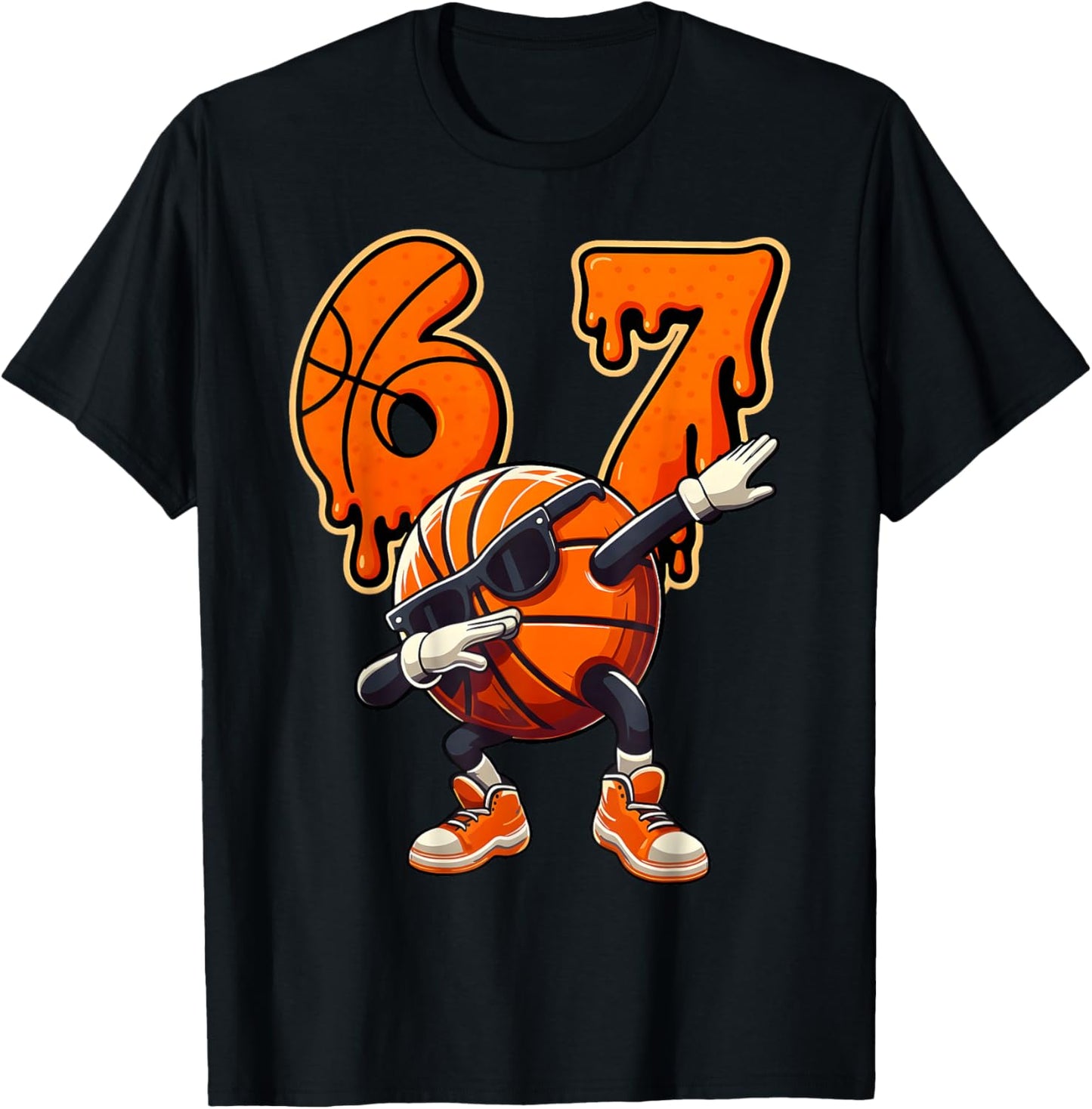 Boys Kids 67 Six Seven Sunglasses Dabbing Basketball Lover T-Shirt - T-Shirt | Black