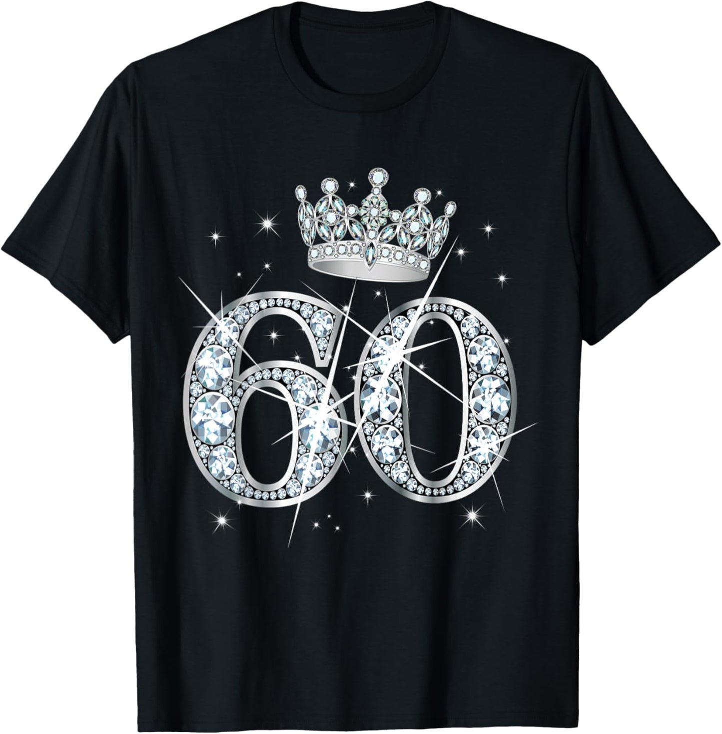 60th Birthday Queen Women Girls 60 Years Old Diamond Crown T-Shirt - T-Shirt | Black