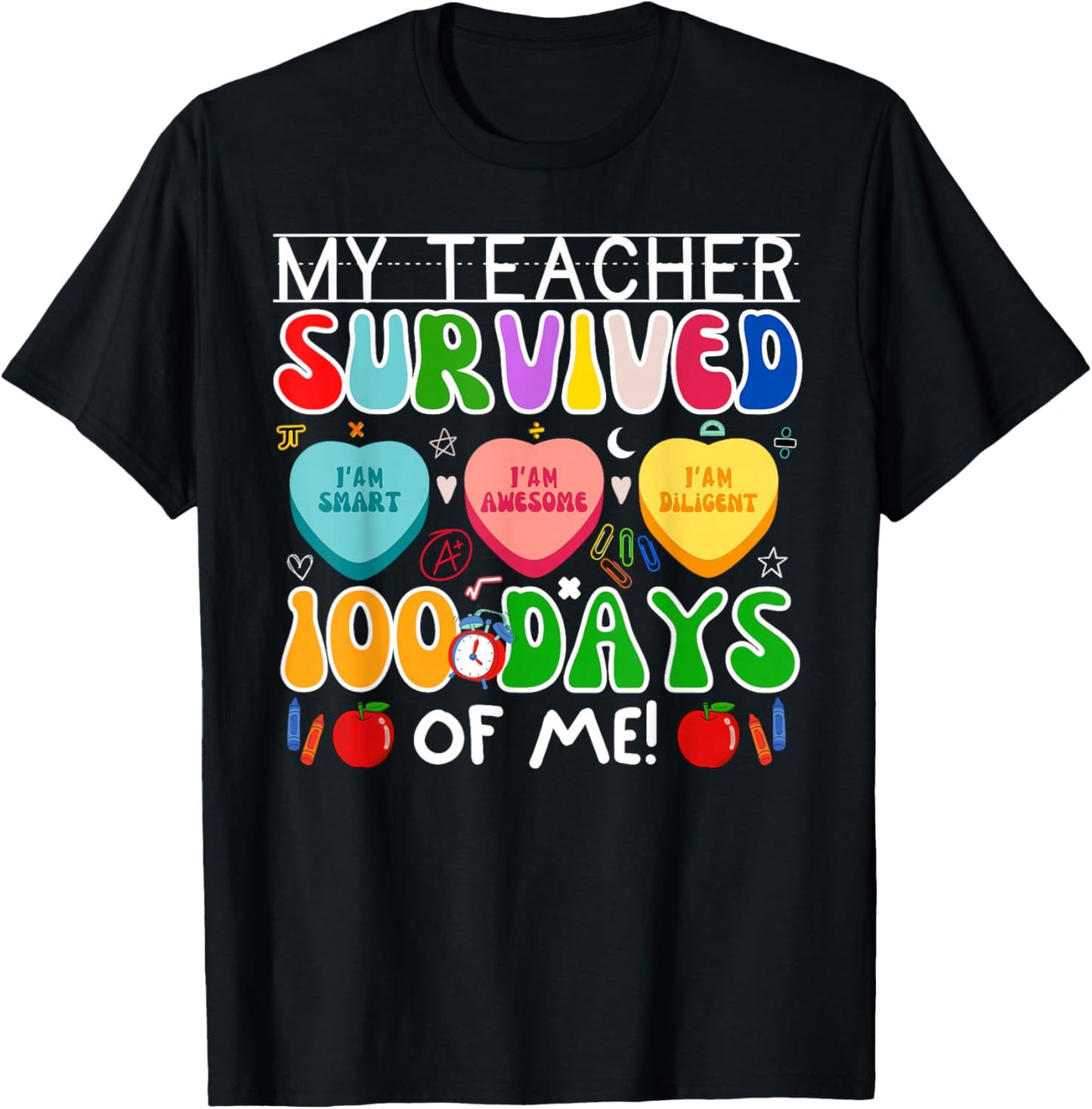 My Teacher Survived 100 Days of Me 100th Day of School Kids T-Shirt - T-Shirt | Black