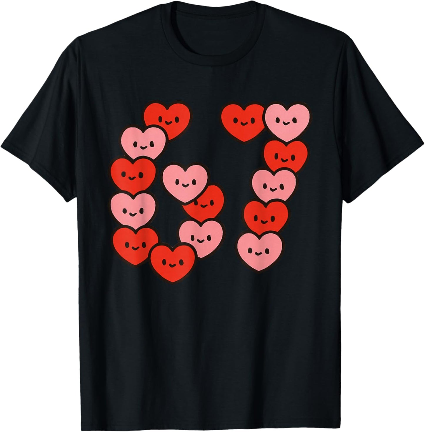 67 Valentine Hearts Funny Six Seven Meme Women Girls Kids T-Shirt - T-Shirt | Black