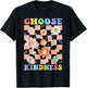 Choose Kindness Retro Groovy Be Kind Inspirational Kids T-Shirt - T-Shirt | Black