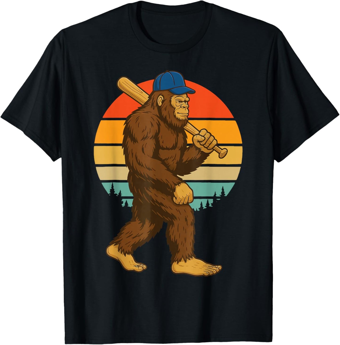 Bigfoot Baseball Retro T-Shirt - T-Shirt | Black