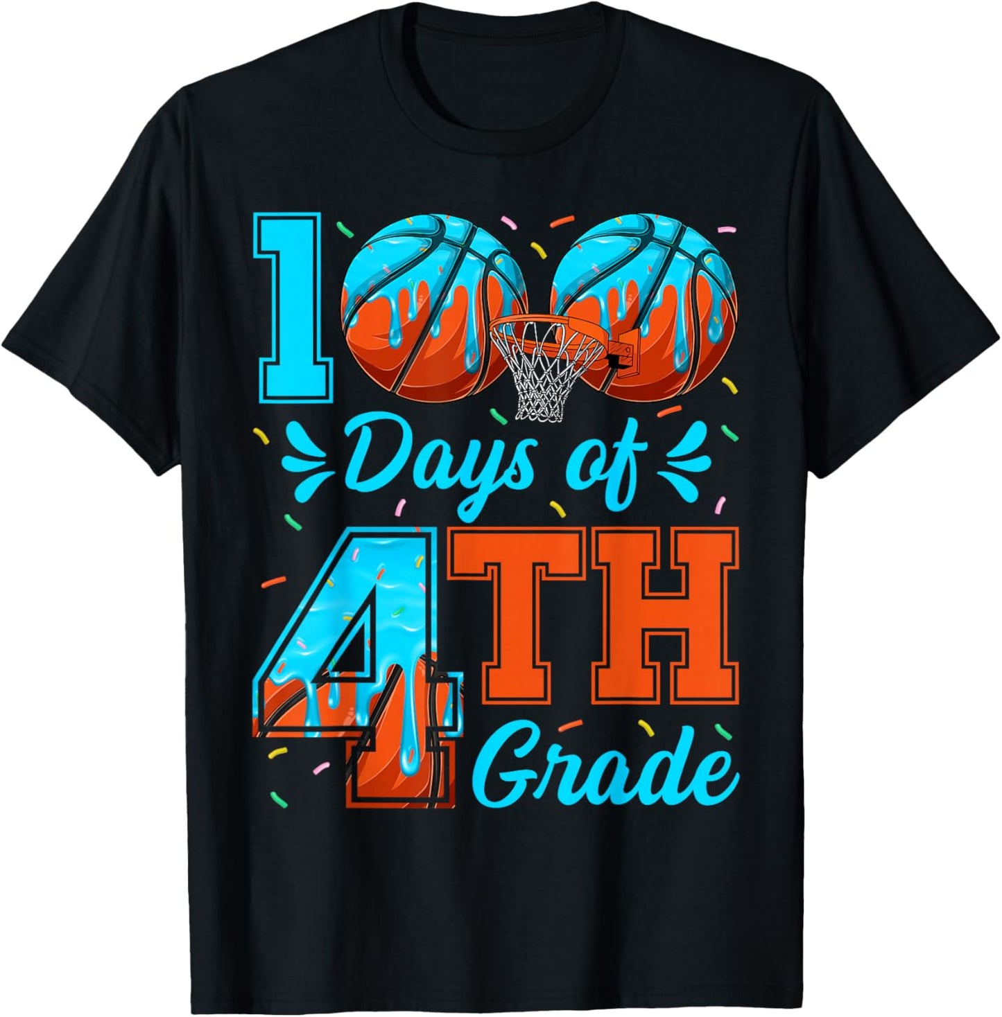 100 Days of 4th Grade Basketball 100th Day of School Boys T-Shirt - T-Shirt | Black