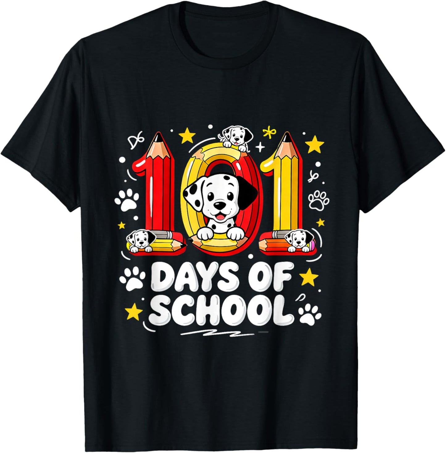 101 Days of School Cute Puppy Classroom Design T-Shirt - T-Shirt | Black