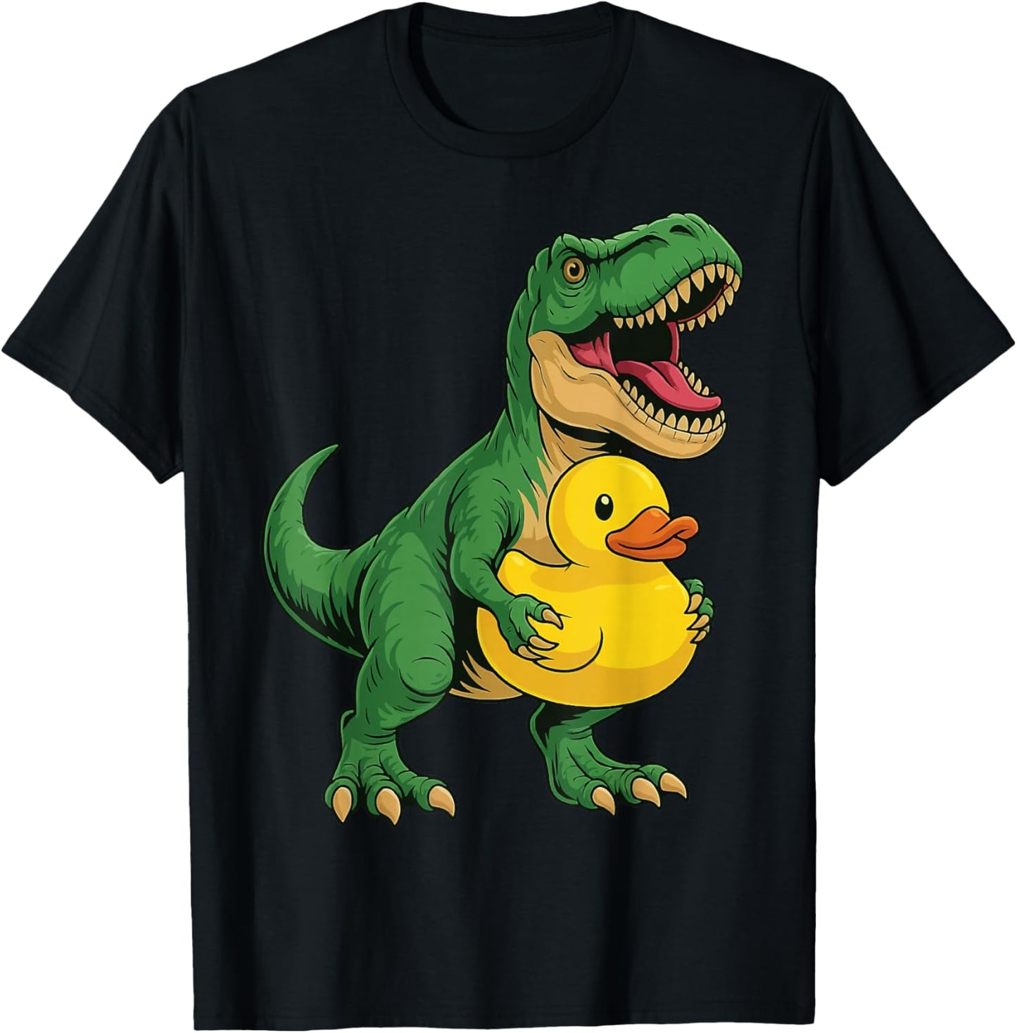 T-Rex Holding Rubber Duck Dinosaur Kids T-Shirt - T-Shirt | Black