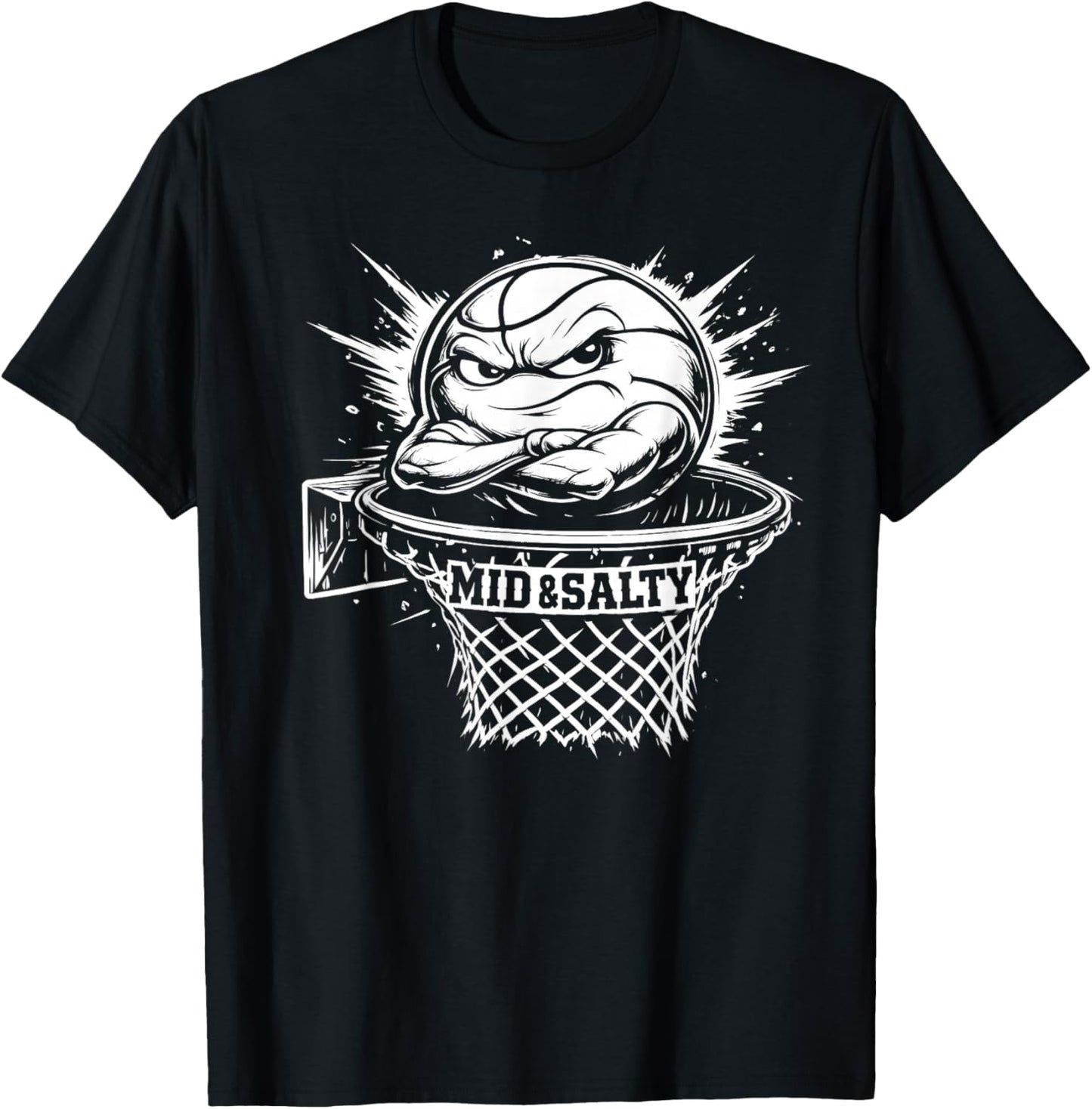 Mid and Salty Basketball Grumpy Ball T-Shirt - T-Shirt | Black