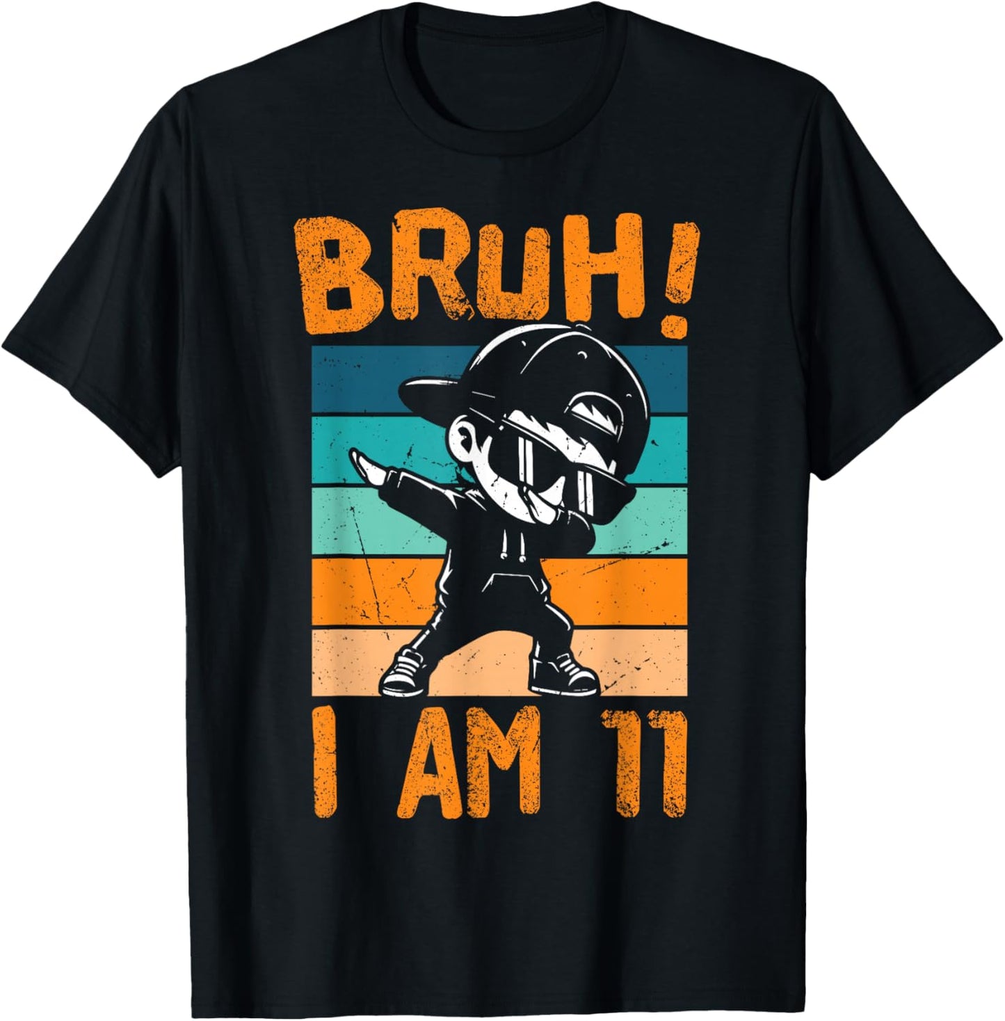 Bruh I Am 11 Year Old Dabbing Boy 11th Birthday Decorations T-Shirt - T-Shirt | Black