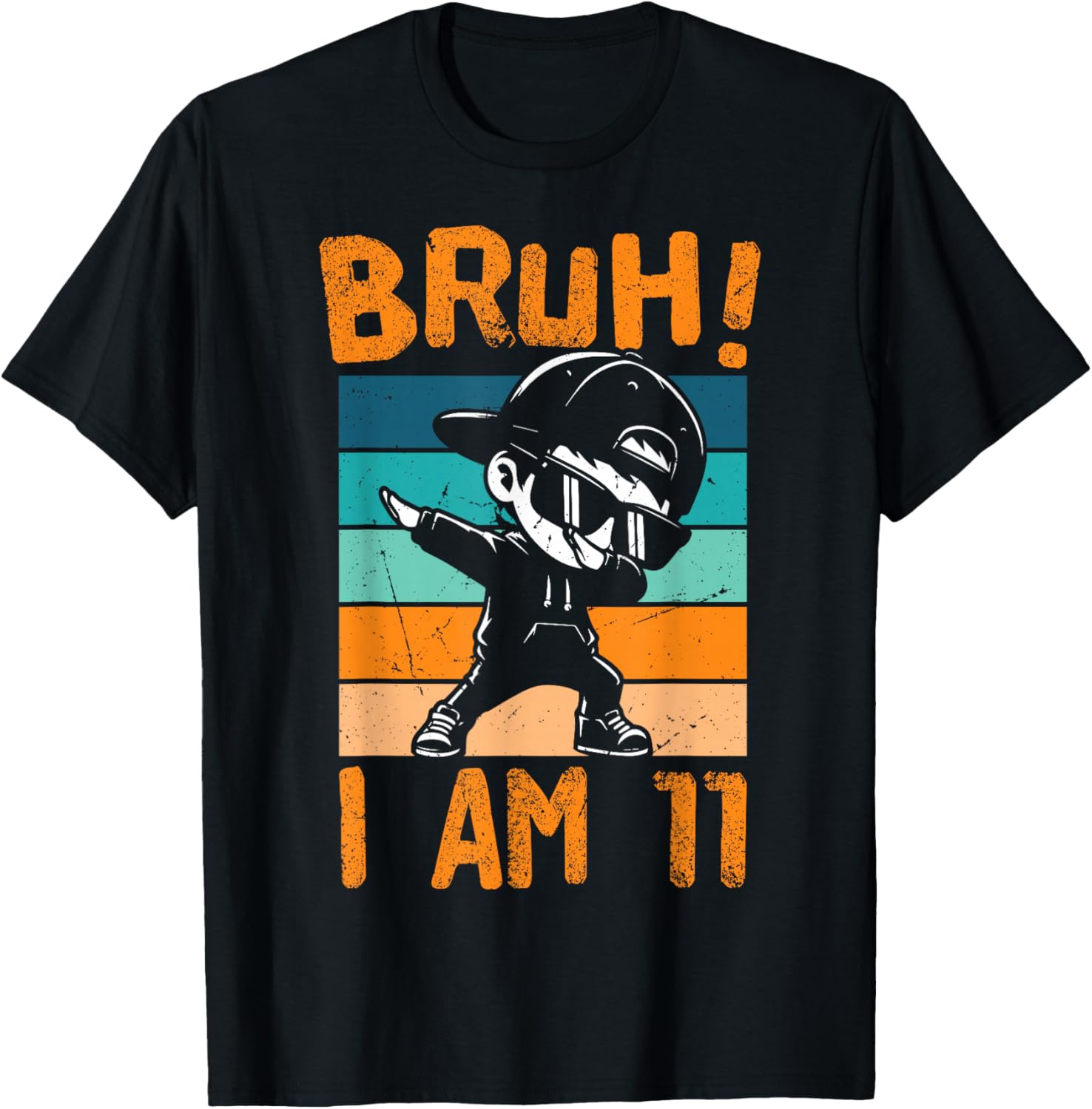 Bruh I Am 11 Year Old Dabbing Boy 11th Birthday Decorations T-Shirt - T-Shirt | Black
