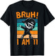 Bruh I Am 11 Year Old Dabbing Boy 11th Birthday Decorations T-Shirt - T-Shirt | Black