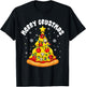 Pizza Christmas Tree Lights Xmas Boys Men Crustmas Pepperoni T-Shirt - T-Shirt | Black