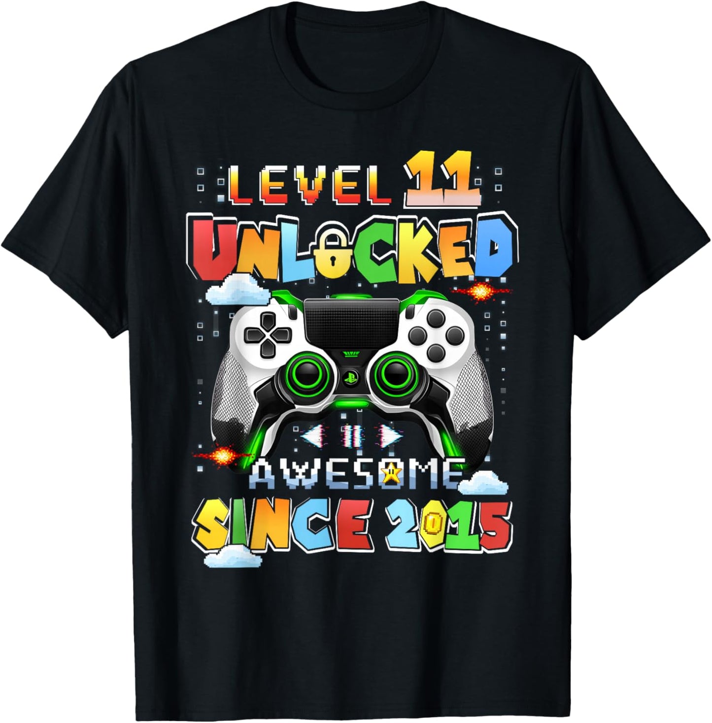 Level 11 Unlocked Video Gamer 11 Years Old 11th Birthday T-Shirt - T-Shirt | Black
