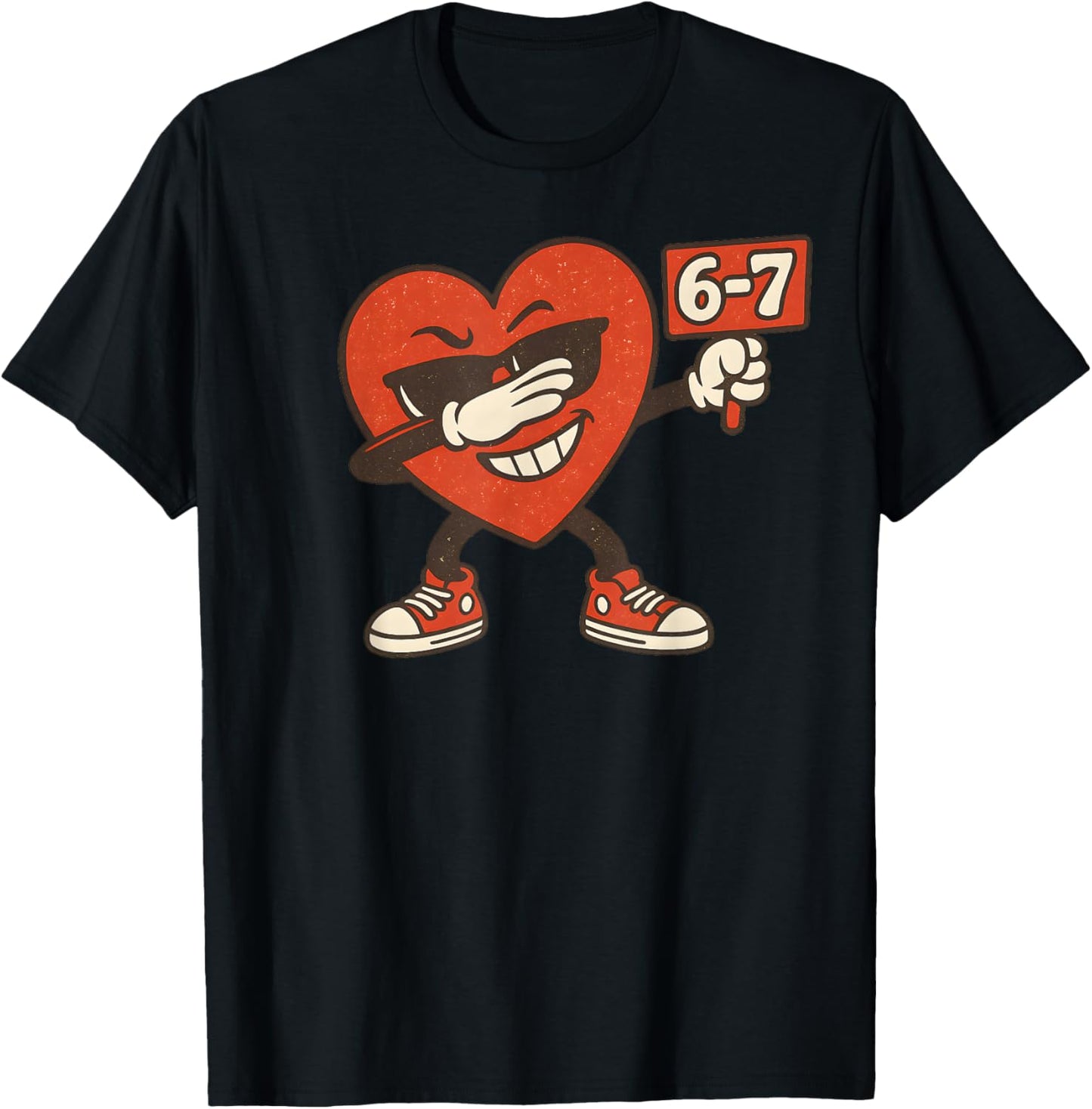 67 Valentin'es Day Heart Girls Boys Kids 6 7 Meme Six Seven T-Shirt - T-Shirt | Black