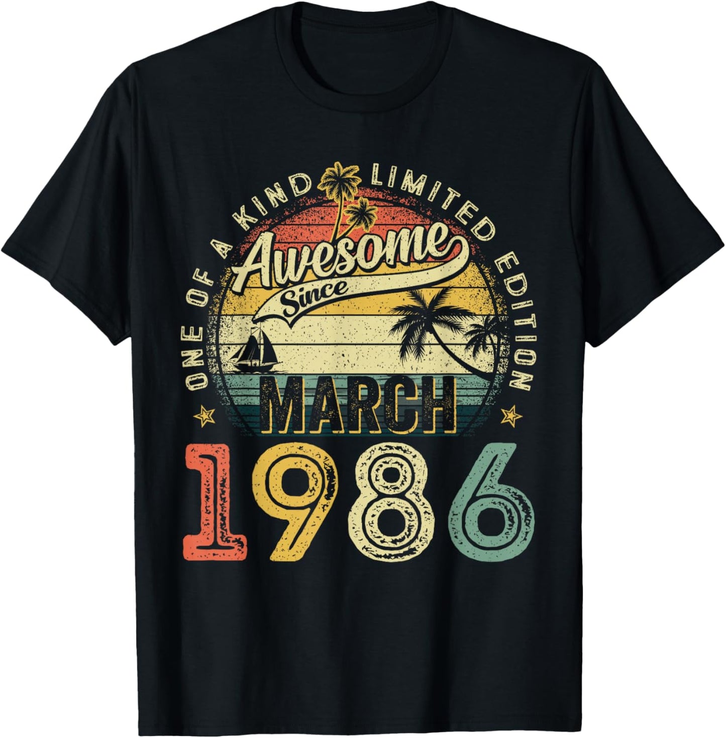 40 Year Old Awesome March 1986 Vintage 40th Birthday Men Him T-Shirt - T-Shirt | Black