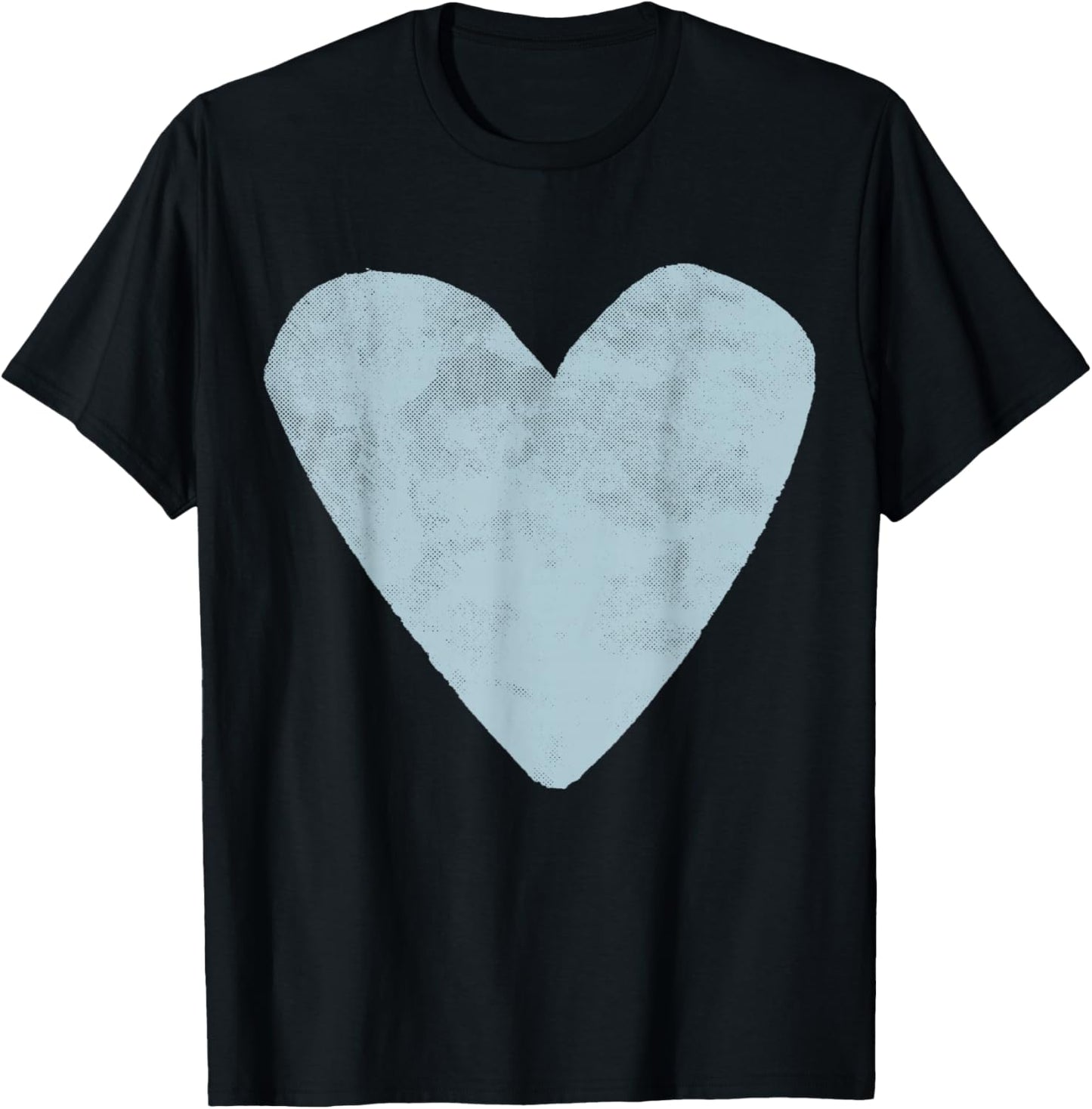 Cute Valentines Day Designer Heart Pastel Blue Valentine T-Shirt - T-Shirt | Black