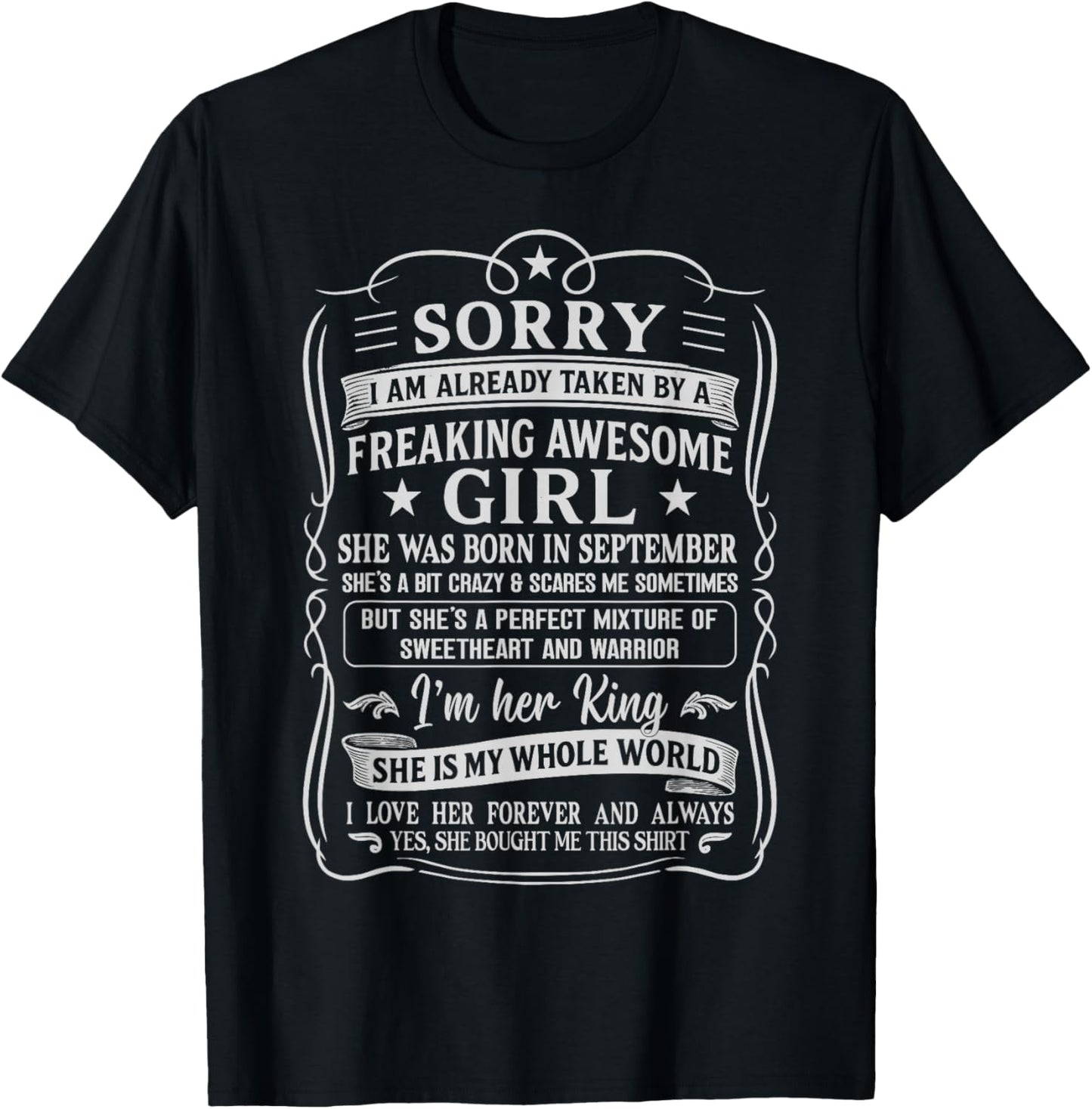 I'm Already Taken by Freaking Awesome Girl Born in September T-Shirt - T-Shirt | Black