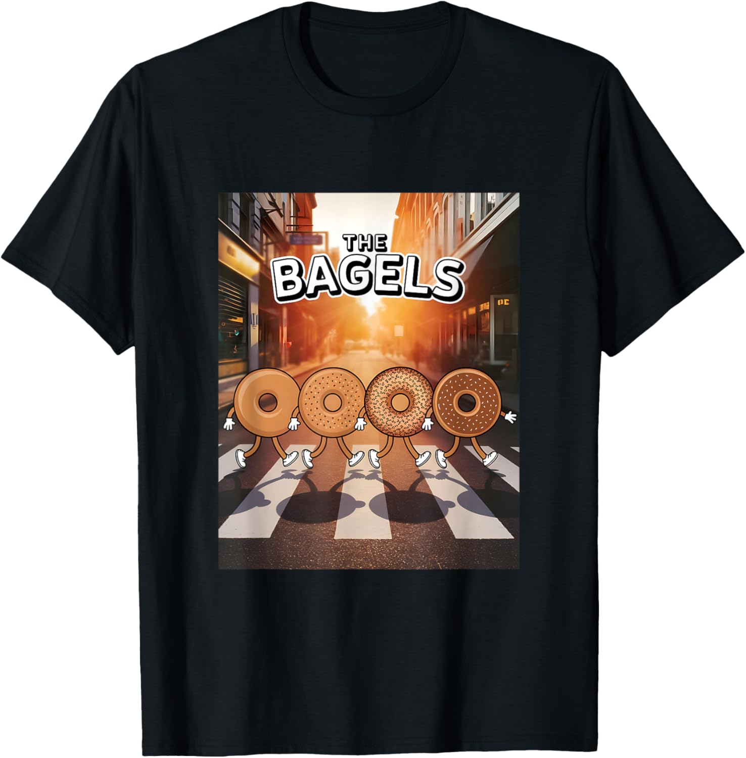 The Bagels Funny Bagel Parody Breakfast Food Cartoon T-Shirt - T-Shirt | Black