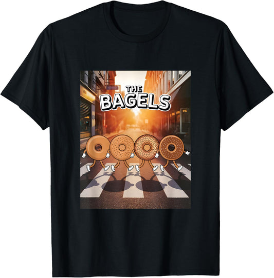 The Bagels Funny Bagel Parody Breakfast Food Cartoon T-Shirt - T-Shirt | Black