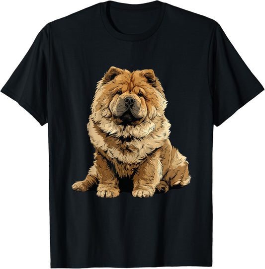 Red Chow Chow Dog Illustration T-Shirt - T-Shirt | Black
