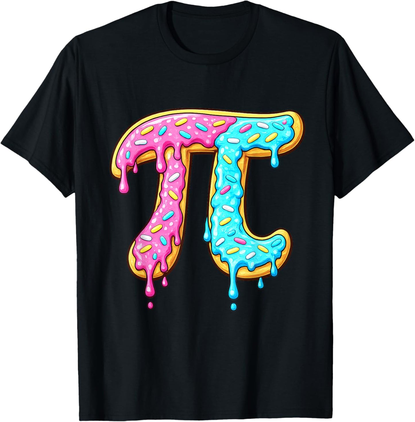 Pi Day Kids Dripping Ice Cream Pi - Funny Math Food 3.14 T-Shirt - T-Shirt | Black