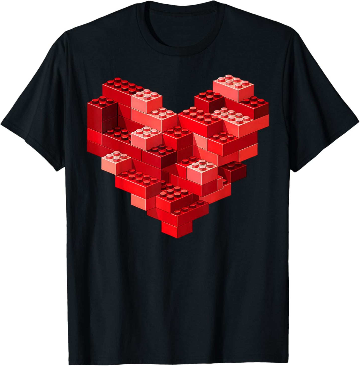 Valentines Day Heart Building Blocks Bricks Boys Kid Toddler T-Shirt - T-Shirt | Black