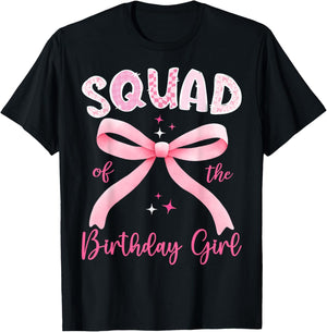 Squad of The Birthday Girl Pink Coquette Bow Family T-Shirt - T-Shirt | Black
