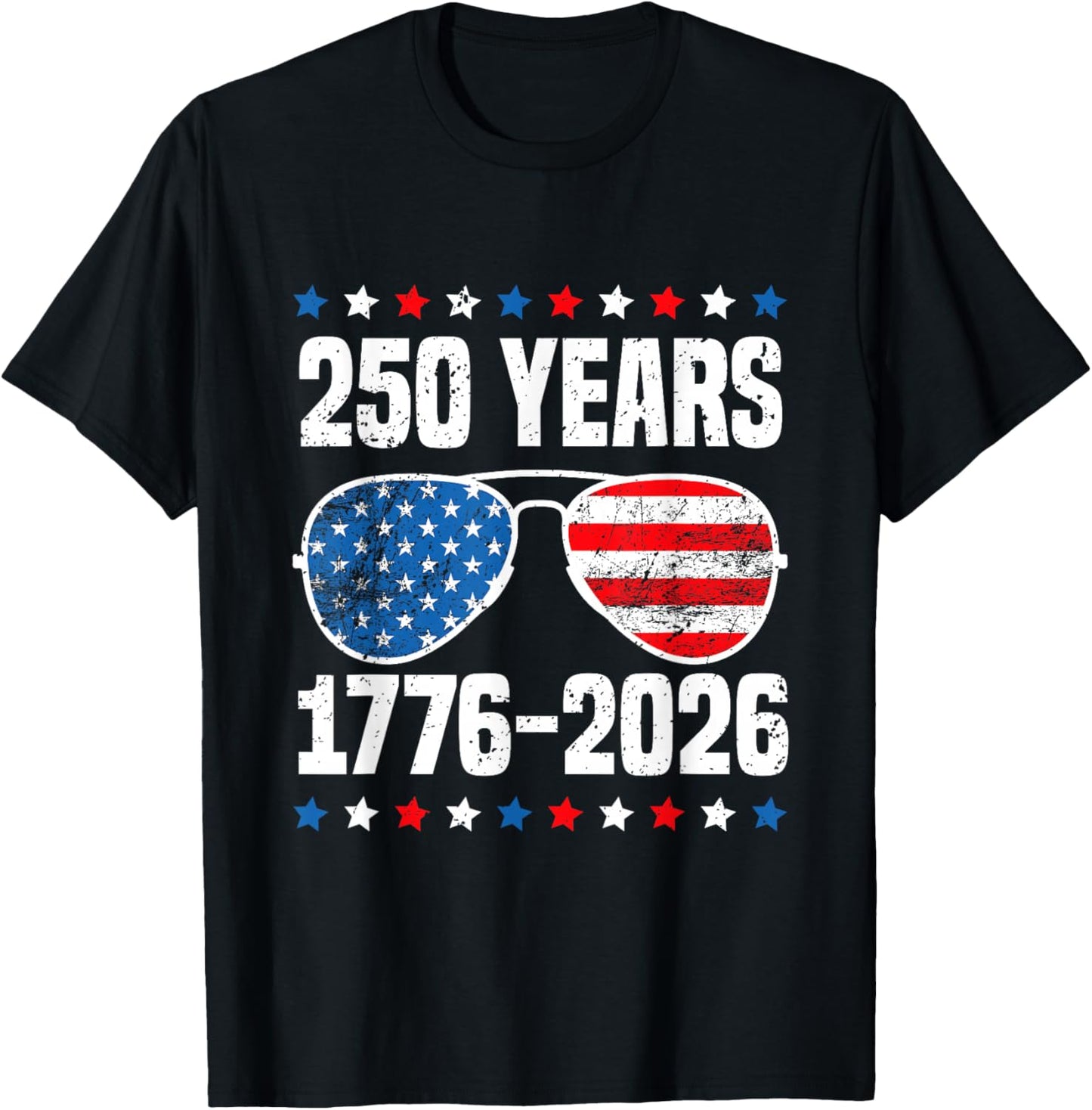 250 Years American Flag 1776-2026 250th Birthday 4th of July T-Shirt - T-Shirt | Black