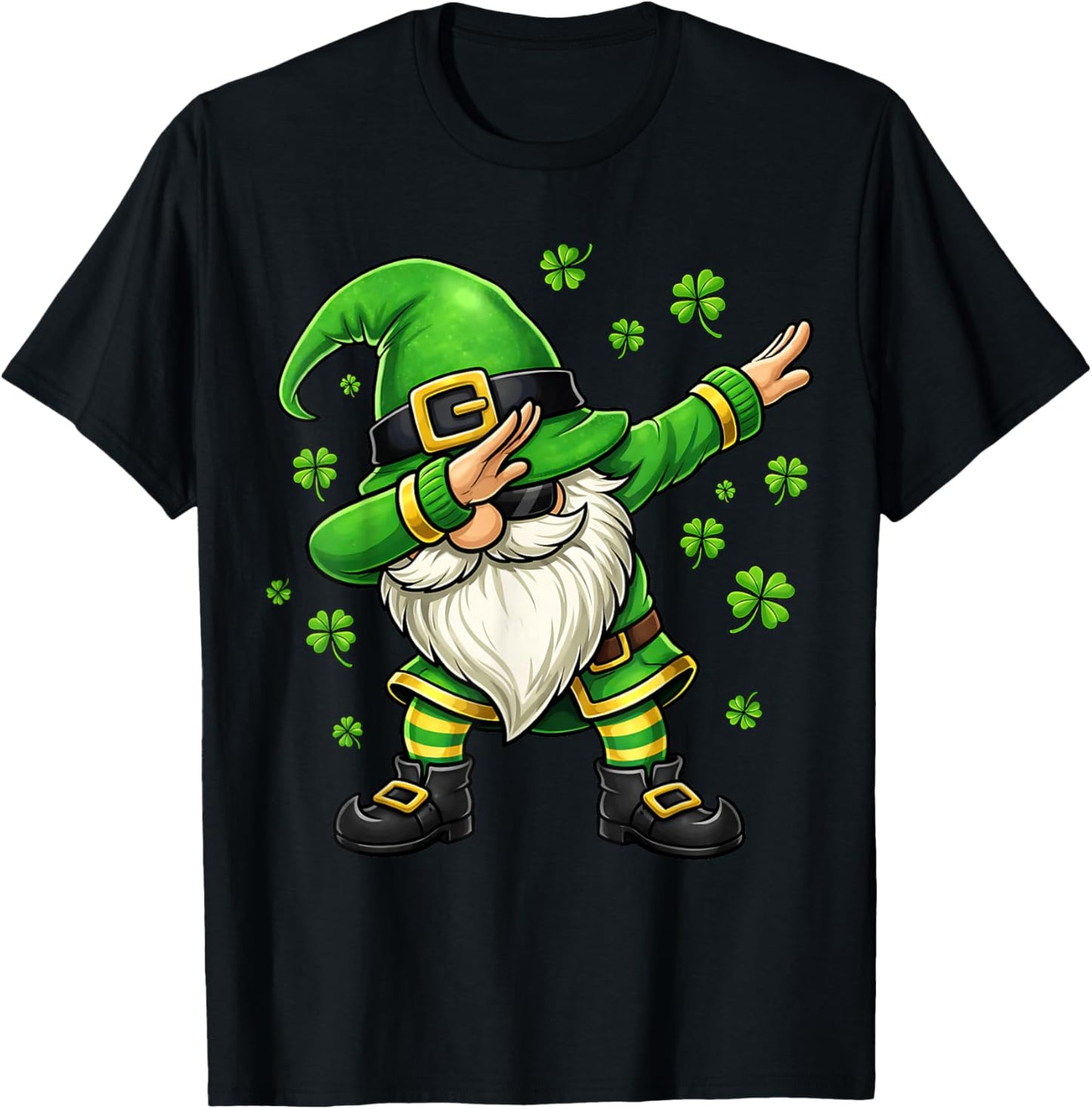 Dabbing Gnome Shamrock St Patricks Day Gnome Men Women Kids T-Shirt - T-Shirt | Black