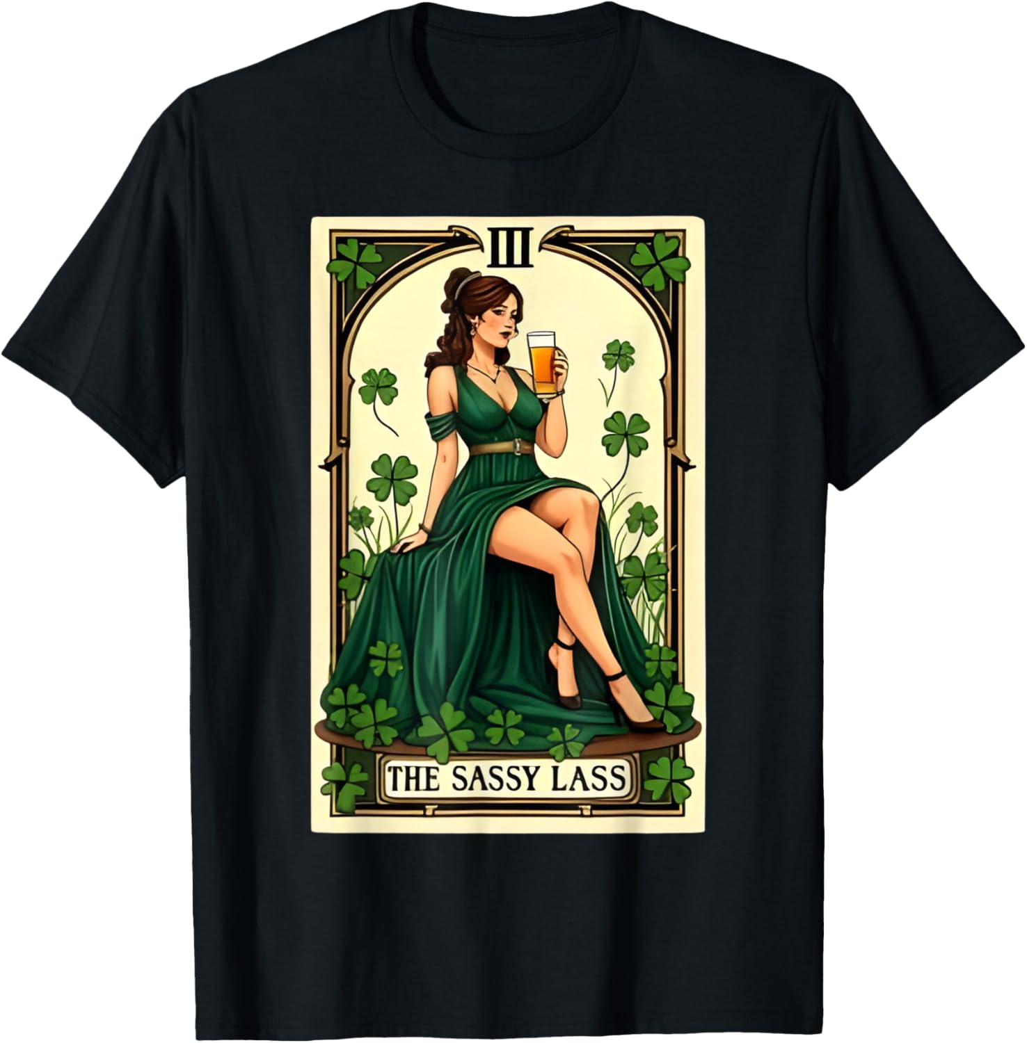 The Sassy Lass St Patrick’s Day Irish Tarot Card T-Shirt - T-Shirt | Black