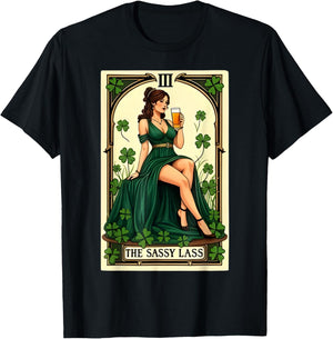 The Sassy Lass St Patrick’s Day Irish Tarot Card T-Shirt - T-Shirt | Black