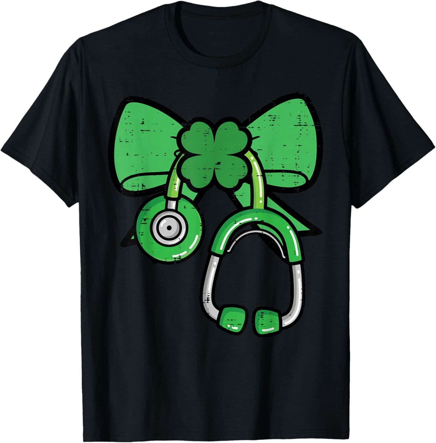 St Patricks Day Nurse Stethoscope Saint Pattys Scrub Women T-Shirt - T-Shirt | Black