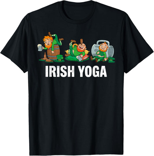 Funny St.Patrick’s Day Irish Yoga Drunk Leprechauns Drinking T-Shirt - T-Shirt | Black