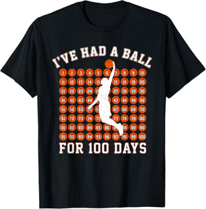 Basketball 100th Day of School Basketball 100th Day Balls T-Shirt - T-Shirt | Black