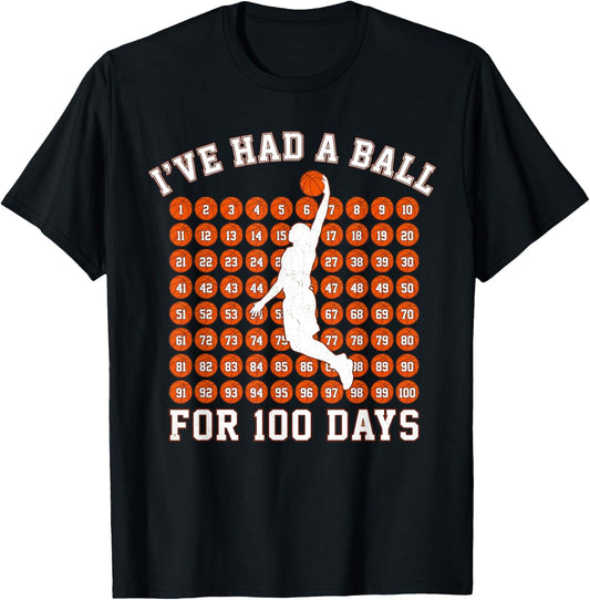 Basketball 100th Day of School Basketball 100th Day Balls T-Shirt - T-Shirt | Black