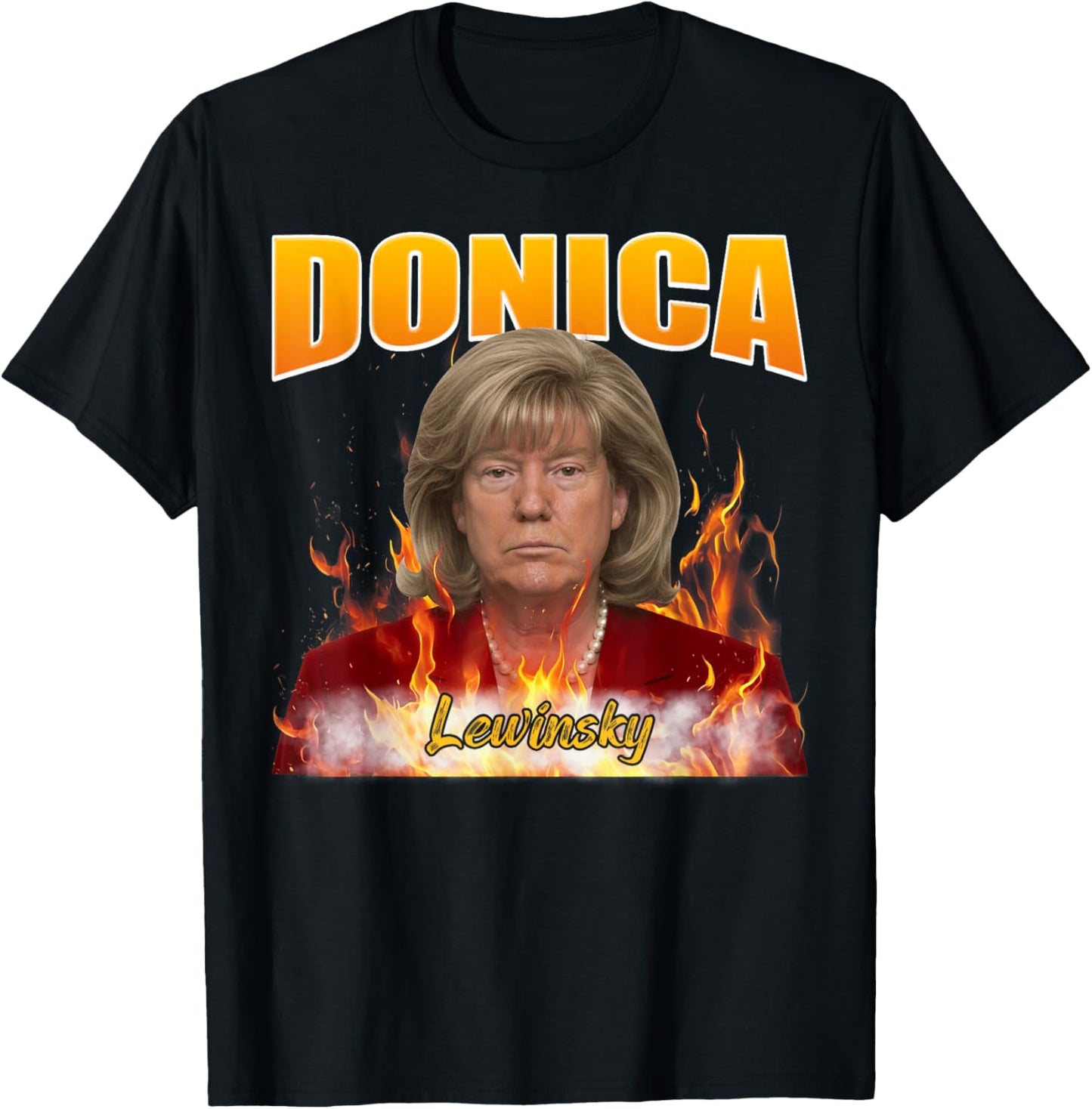 Funny Meme Donica Lewinsky Shirt Satirical Portrait Parody T-Shirt - T-Shirt | Black