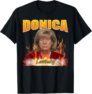 Funny Meme Donica Lewinsky Shirt Satirical Portrait Parody T-Shirt - T-Shirt | Black