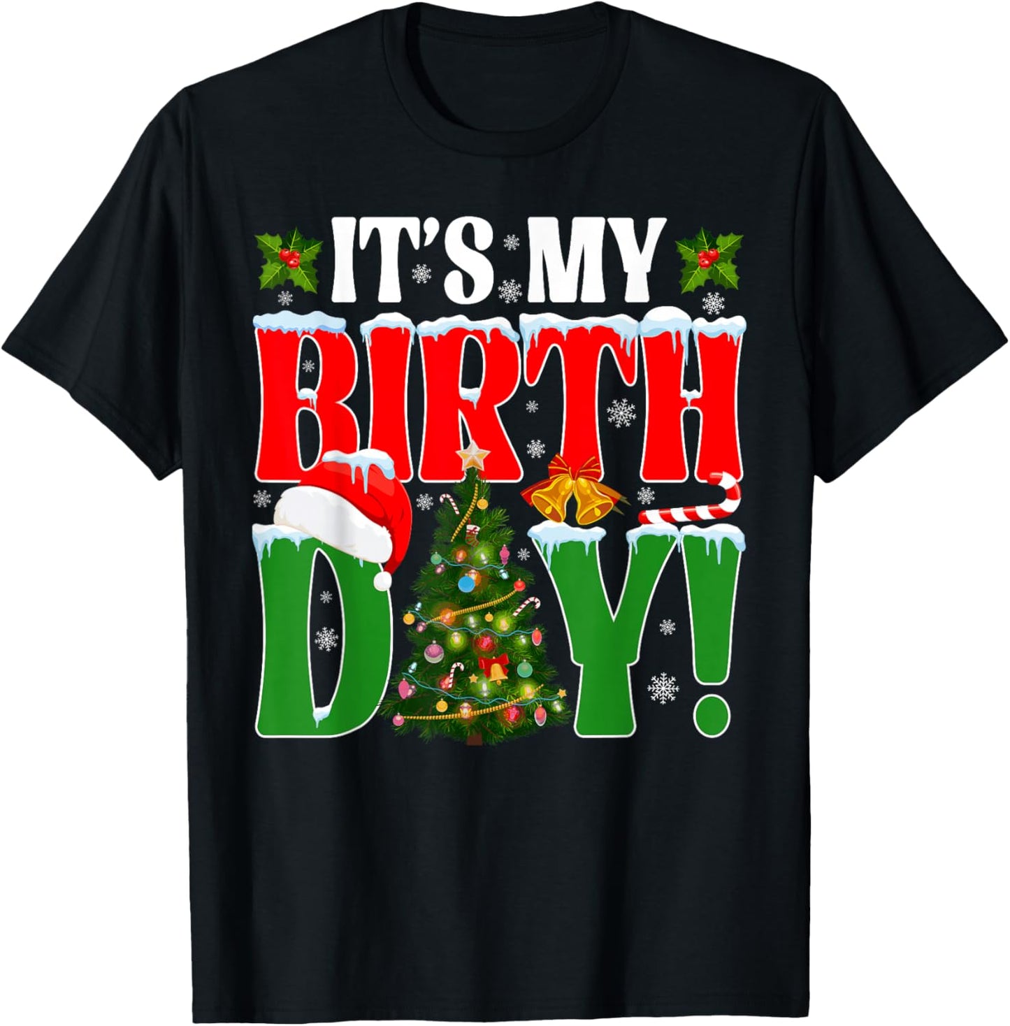 It's My Birthday Merry Christmas Pajamas Kids Boys Girls T-Shirt - T-Shirt | Black