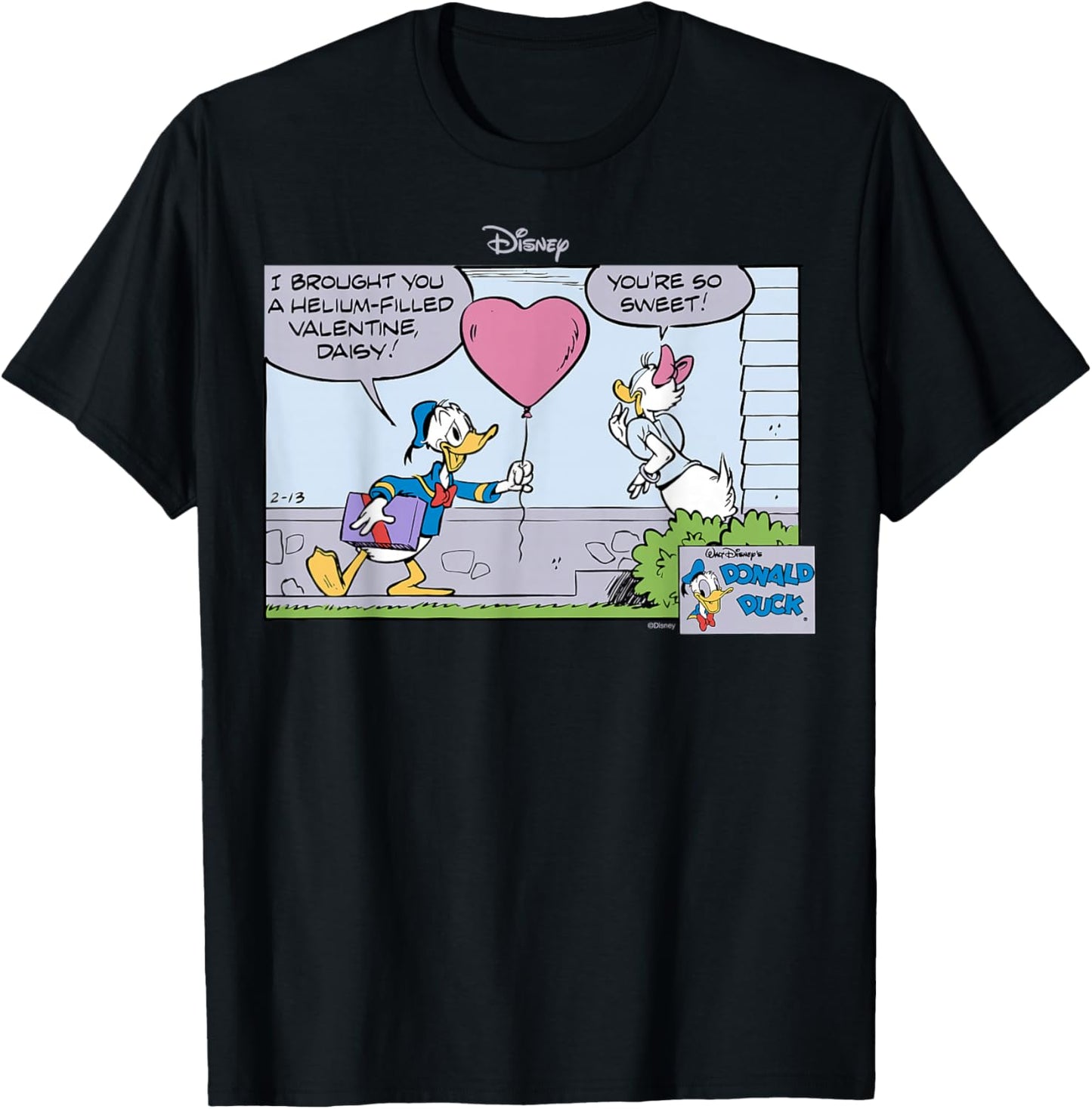 Disney Mickey and Friends Donald and Daisy Valentines T-Shirt - T-Shirt | Black