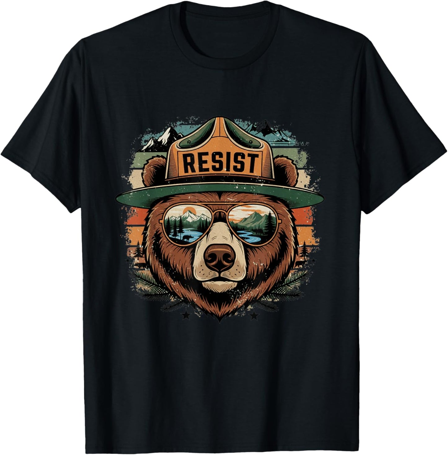 Resist Save National Parks Protect Hiking Camping T-Shirt - T-Shirt | Black