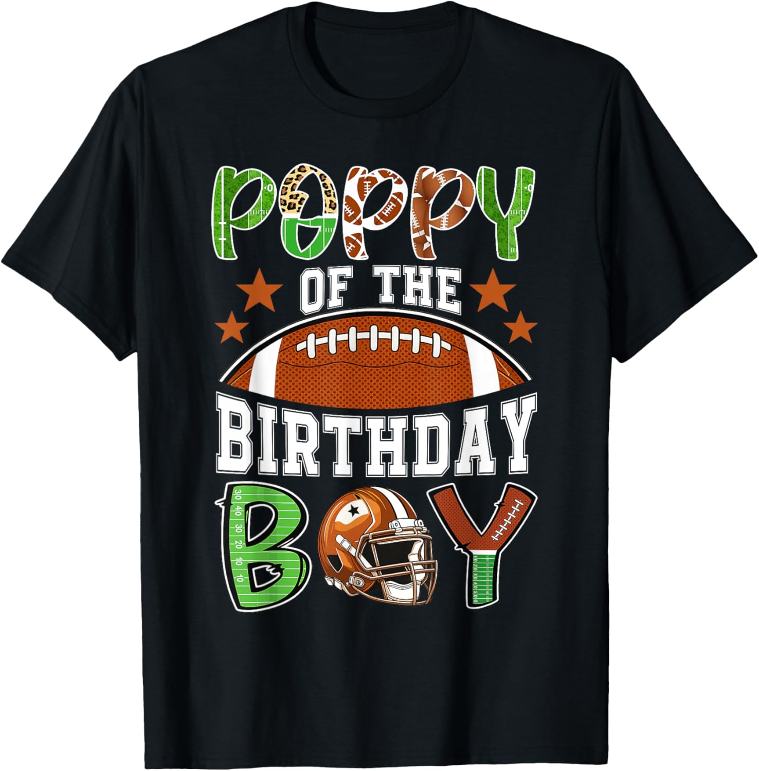 Poppy of The Birthday Boy Football Party Family Matching T-Shirt - T-Shirt | Black