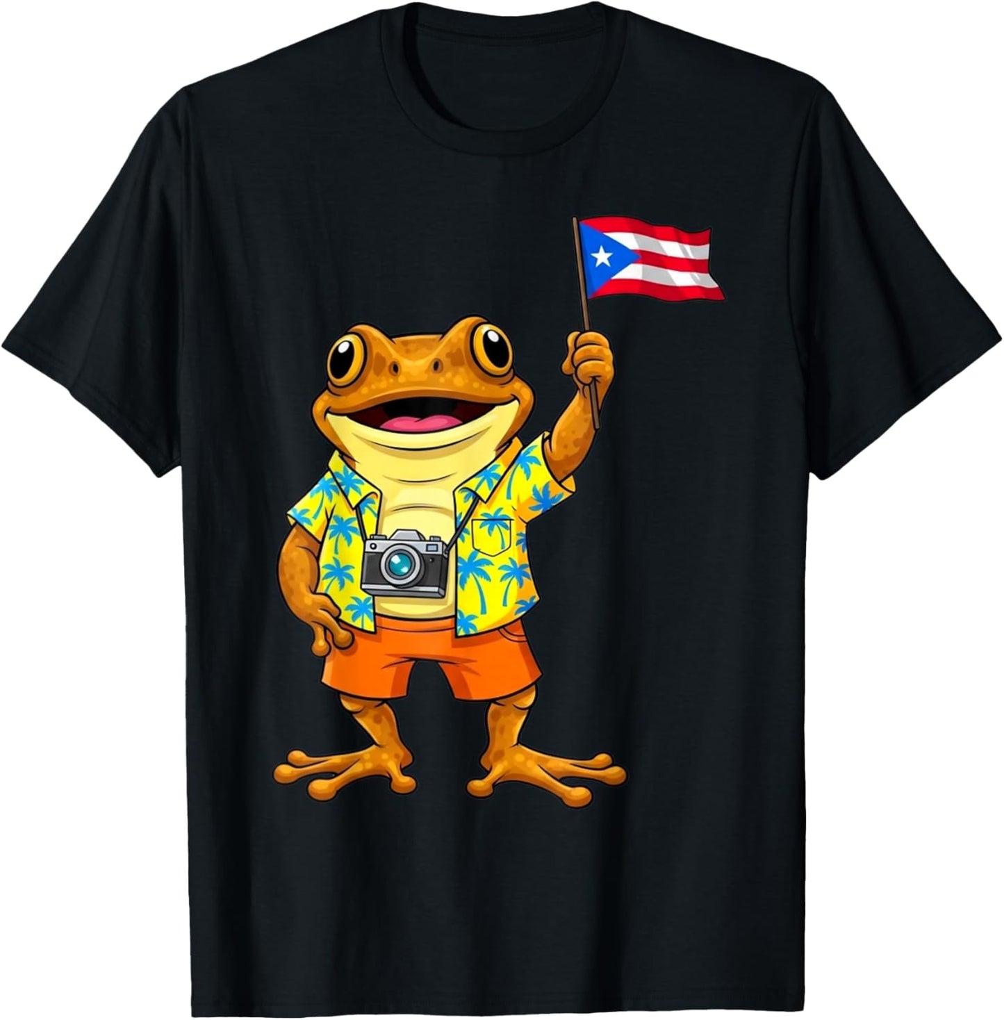 Funny Coqui Frog Puerto Rico Flag Boricua Puerto Rican Taino T-Shirt - T-Shirt | Black