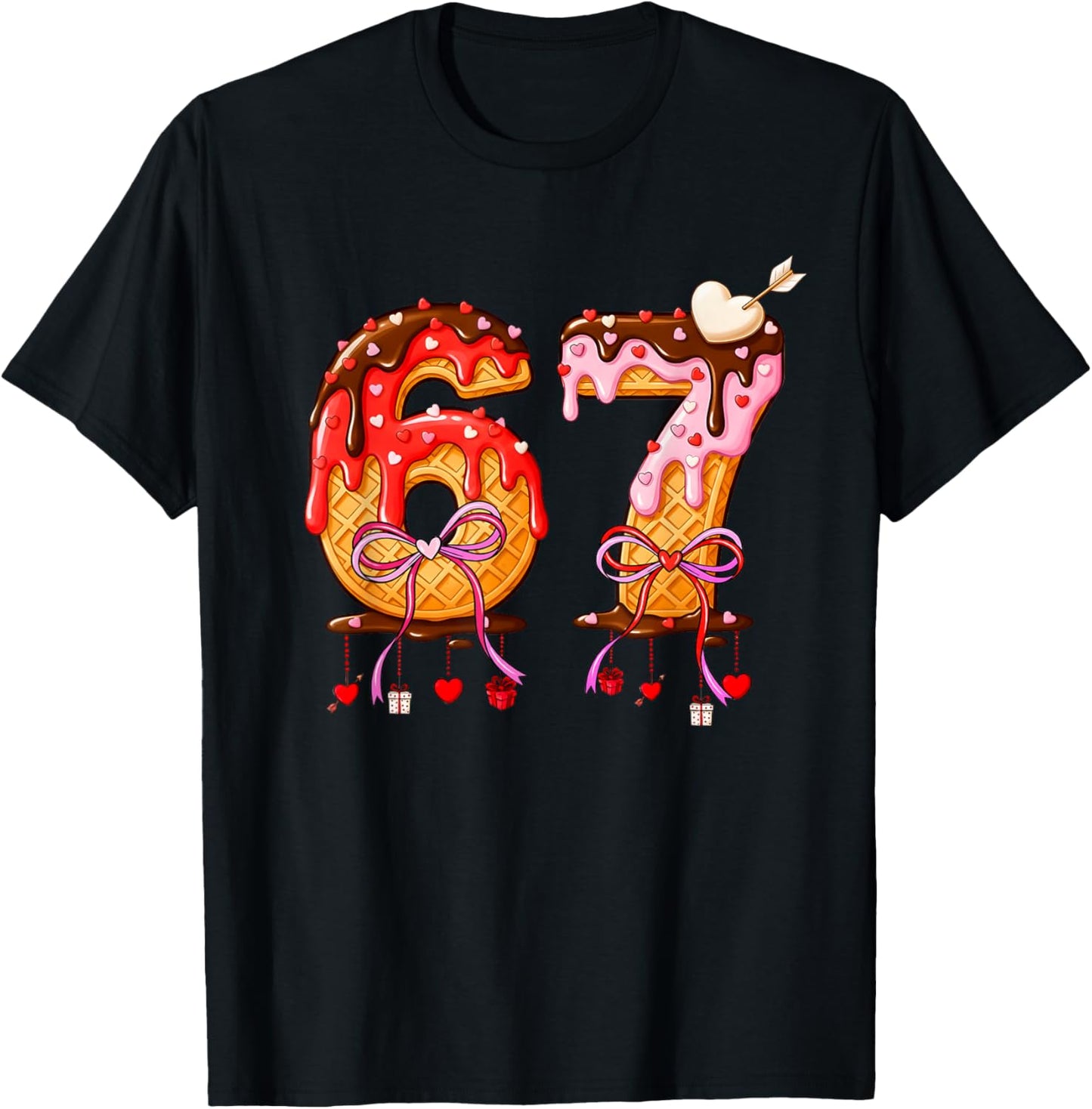 Valentine 6 7 Ice Cream Drip Meme Funny Six Seven Boy Girl T-Shirt - T-Shirt | Black